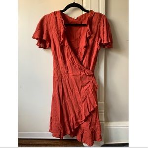 Burnt Orange Ruffle Dress